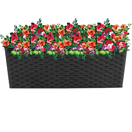 St@llion Pot de Fleurs rectangulaire en rotin Marron - pour intérieur et extérieur - 10 x 30 x 13 cm Cover