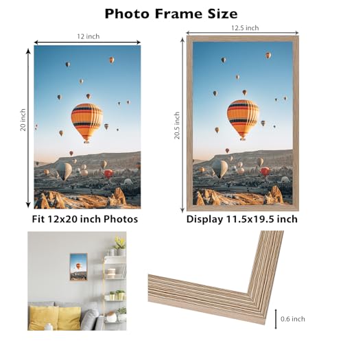 Image of JCJMY 12x20 Picture Frame for Poster Photo Picture, Horizontal and Vertical Formats for Wall Hanging, 12 x 20 Wall Gallery Poster Photo Frame for 12 by 20 Photos Posters, Rustic Brown