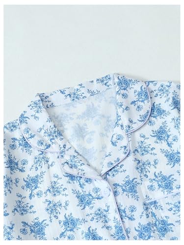 SHENHE Women's Button Down Pajama Set 2 Piece Short Sleeve Sleepwear Soft Shorts Lounge Pjs Set3