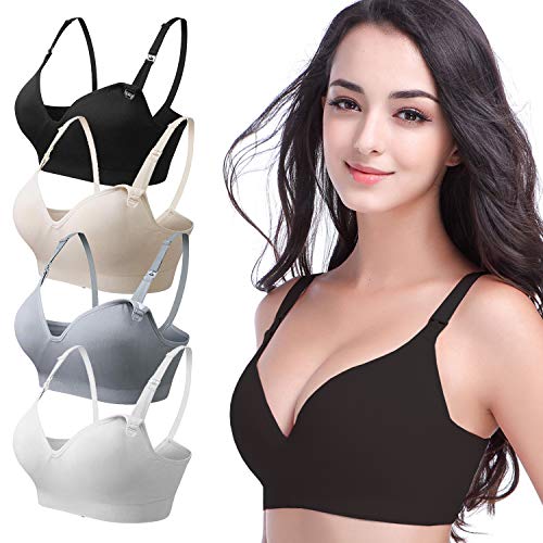 KOOYOL Sujetador de Lactancia Maternidad,Sujetadores inconsútiles de enfermería 4 and 3 Pack