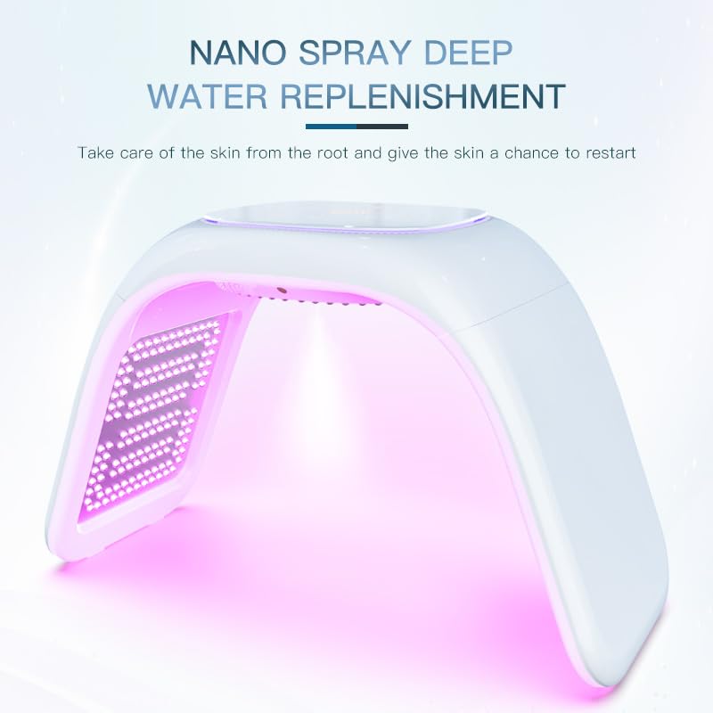 Elitzia Maska na twarz LED z 6 kolorami + światło UV do terapii twarzy z sprayem do pielęgnacji skóry, głęboko nawilża, maska terapeutyczna przeciw starzeniu się skóry, odmładzająca skórę ETLED069