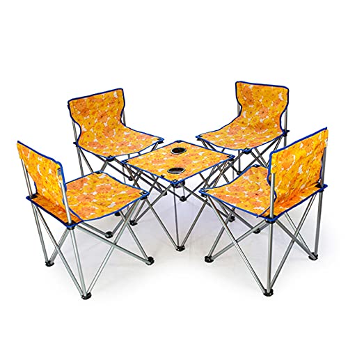 Table de camping légère et chaises de pique-nique pliables orange L - 2