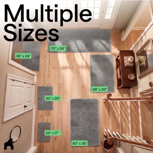 Image of GORILLA GRIP SoakSTOPPER Dog Door Mat, Machine Wash and Dry, 70x24 Gray