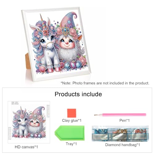 Image of AiYuanzsh Diamond Art Painting Kits for Adults, 5D Special Shape Diamond Art Kits for Beginners, Crystal Rhinestones Diamond Art Painting for Home Wall Decoration Gift 12x12inch, Animal and Gnome