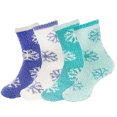 Image of BambooMN Women's Super Soft Fuzzy Socks, Polka Dot, Gradient, Snowflake, Featherlight Cuff - Assorted Colors