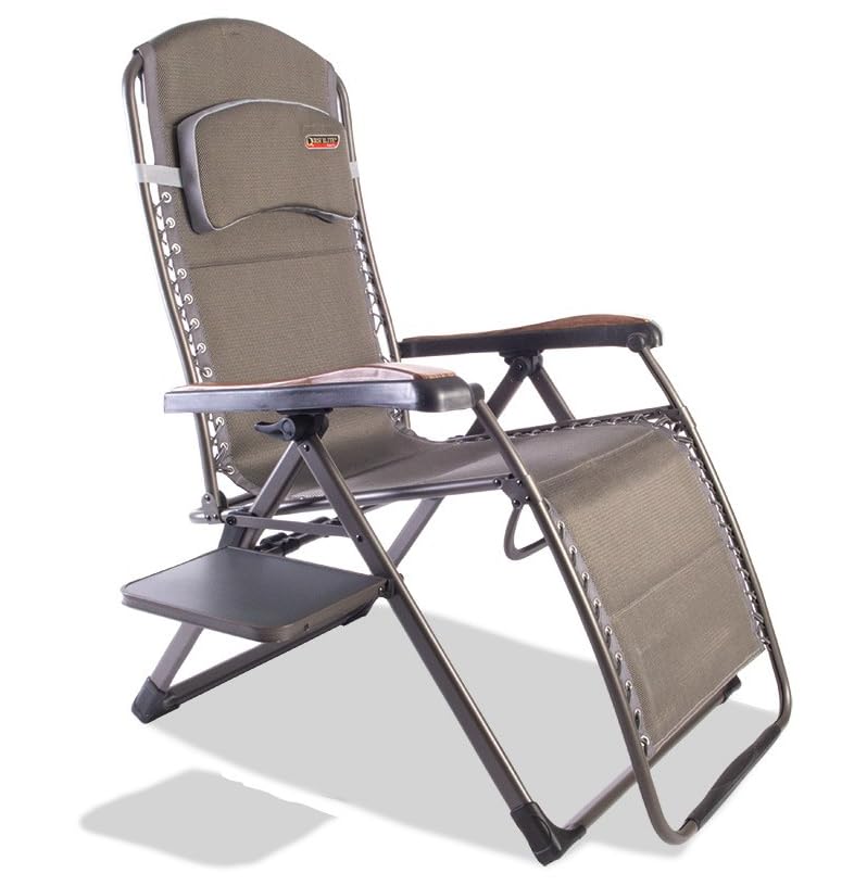 PlumbEZ Quest Elite Naples Pro Relax XL Reclining Chair with Side Table – Stepless All-Weather Recliner, Extra Wide, Adjustable Padded Headrest, Q-Tex 2D Mesh, Lightweight Aluminium Frame