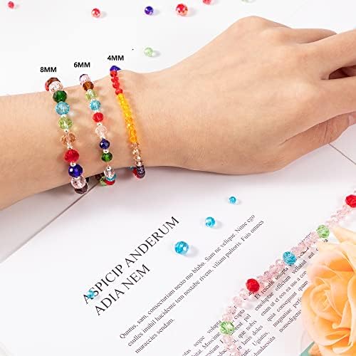 MissAudrey 1500pcs 4mm Wholesale Briolette Faceted Rondelle Crystal Glass Beads Jewellery Beads for Bracelet Necklace Jewelry Making DIY Craft Project with Container Box (15 Colors)