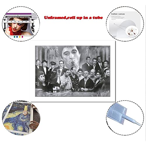 Qtaii Scarface Goodfellas Godfather Sopranos Poster Decorative Painting Canvas Wall Art Living Room Posters Bedroom Painting 16X24Inch(40X60Cm) #TOP1