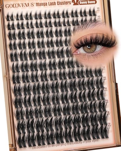 Goddvenus Fluffy Plush Manga Lash Clusters Natural Wispy Cluster Eyelash Extensions DIY Lash Extension at Home For Dolly Anime Look Thick Fairy Individual Lashes Clusters
