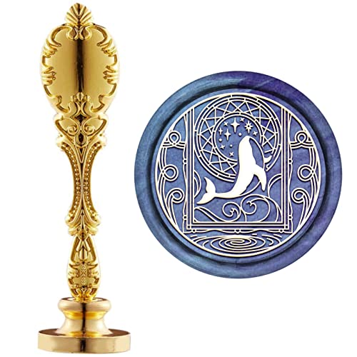 CRASPIRE Wax Seal Stamp Whale Vintage Sealing Wax Stamp 25mm Removable Brass Head with Alloy Handle for Wedding Invitations, Christmas Party Gift Wrap