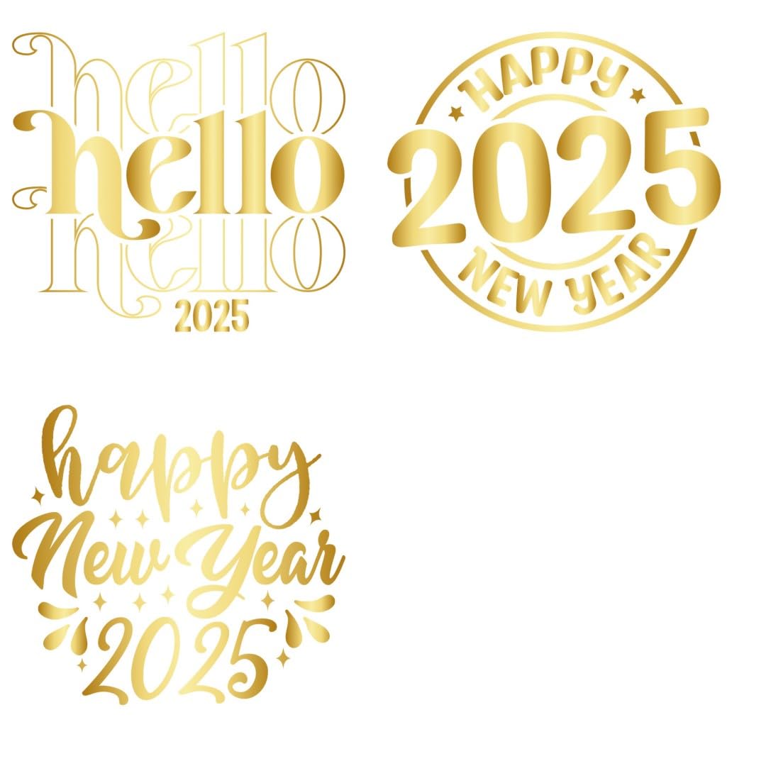 Happy New Year 2025 Iron Transfer Patch Heat Transfer Sticker Vinyl Design Iron Applique T-Shirt Clothing DIY Craft Applique Clothing Decoration