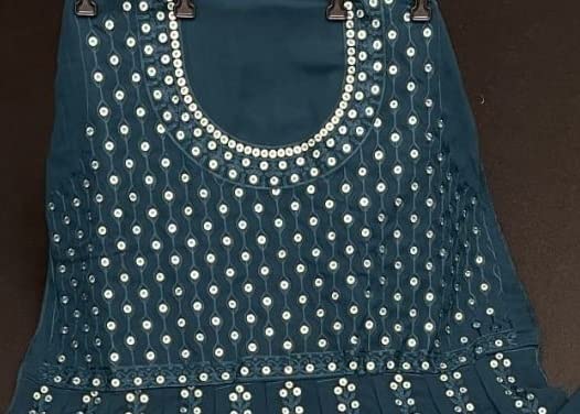 Image of VRATI Enterprise Full Length Long Gowns with Dupatta Traditional Function Ethnic Dresses Embroidery Sequins Work Gown (Semi Stitched)