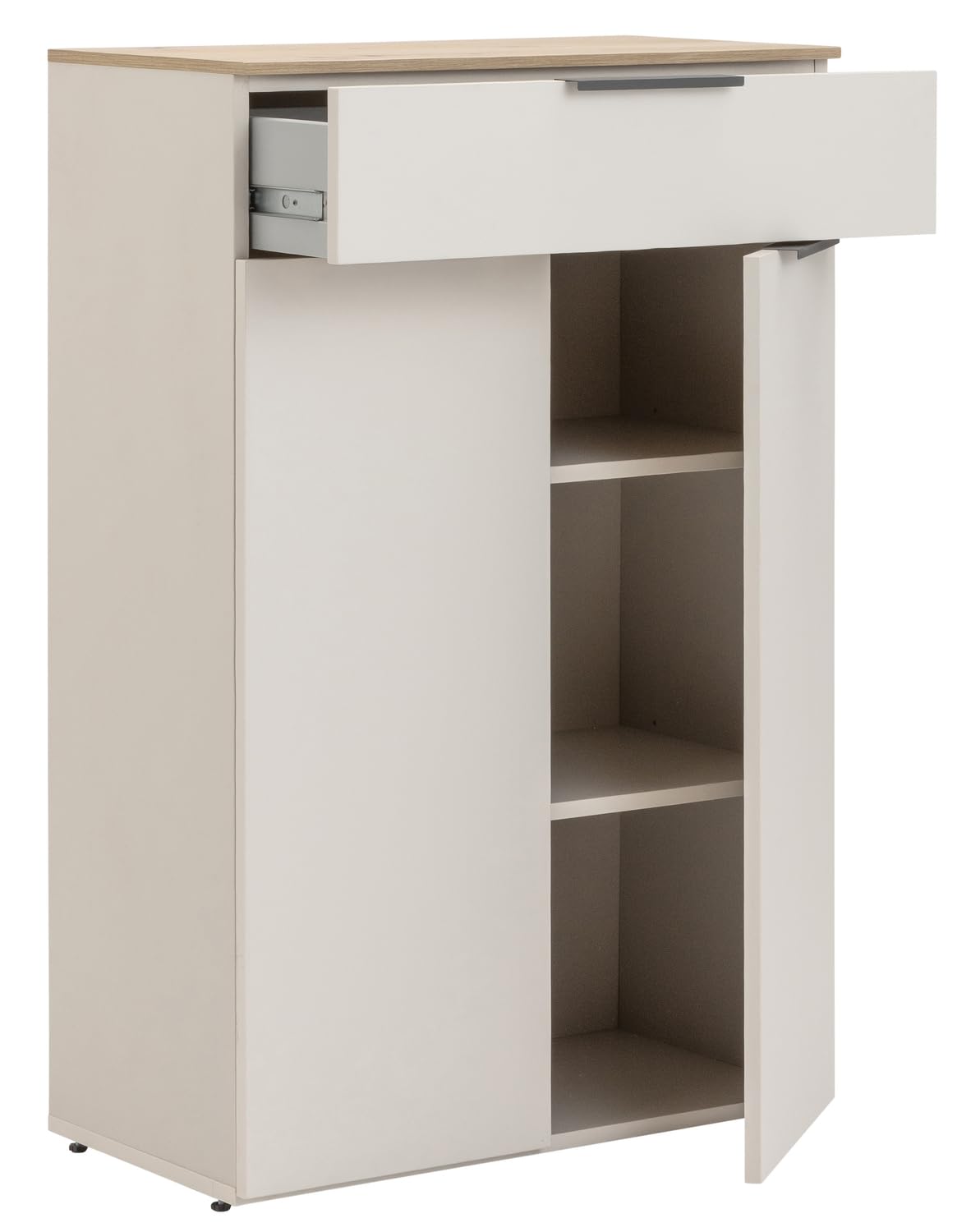 Composad | Base Multiuso della Linea PRONTOcon 1 Cassetto e 2 Ante, Mobile Contenitore per Ufficio e Home Office (LxAxP): 68,9x105,3x35,5 cm, Grigio Cashmere Topmatt e Rovere Mielato