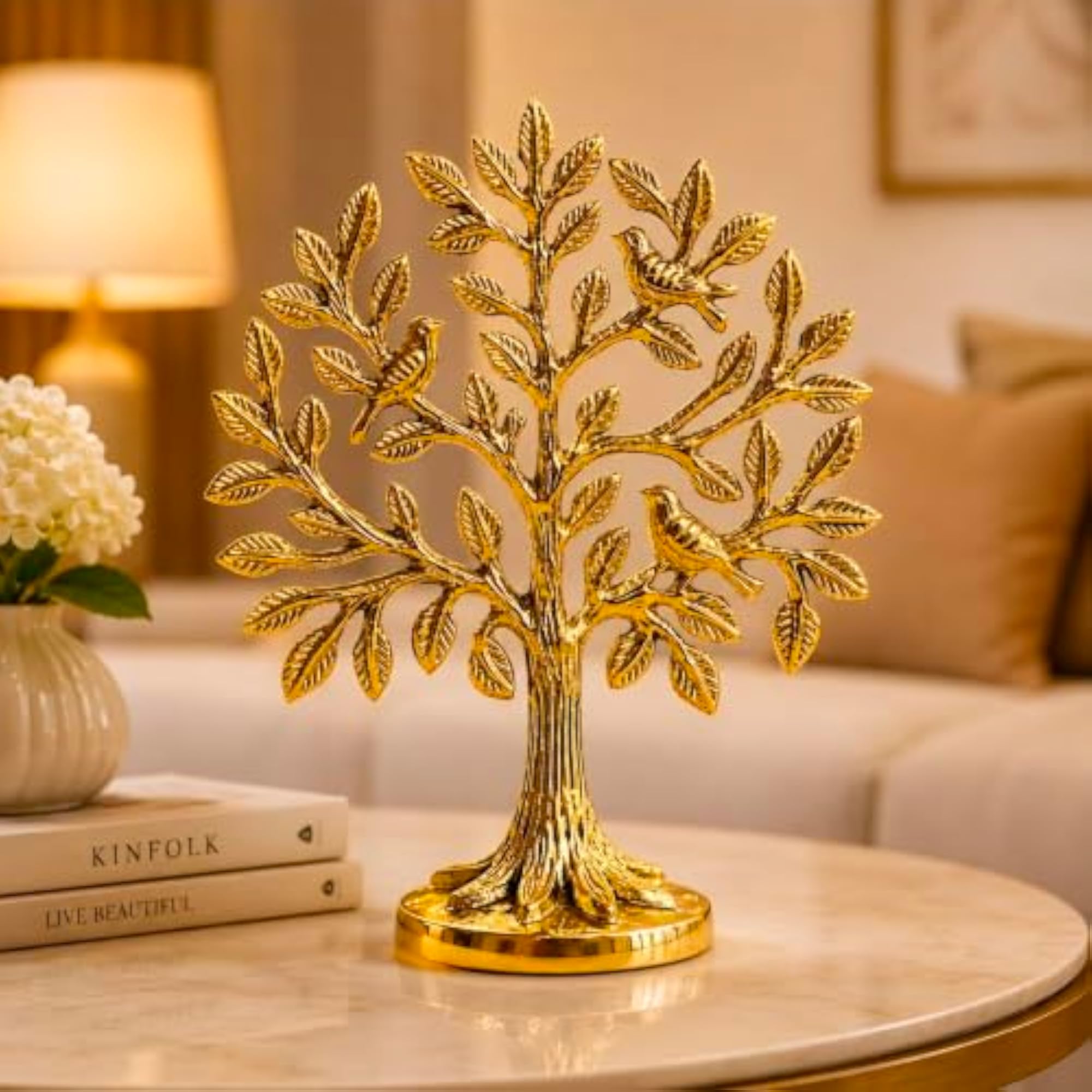 Pure Brass Kalpvriksh Tree with Birds, Table Decor