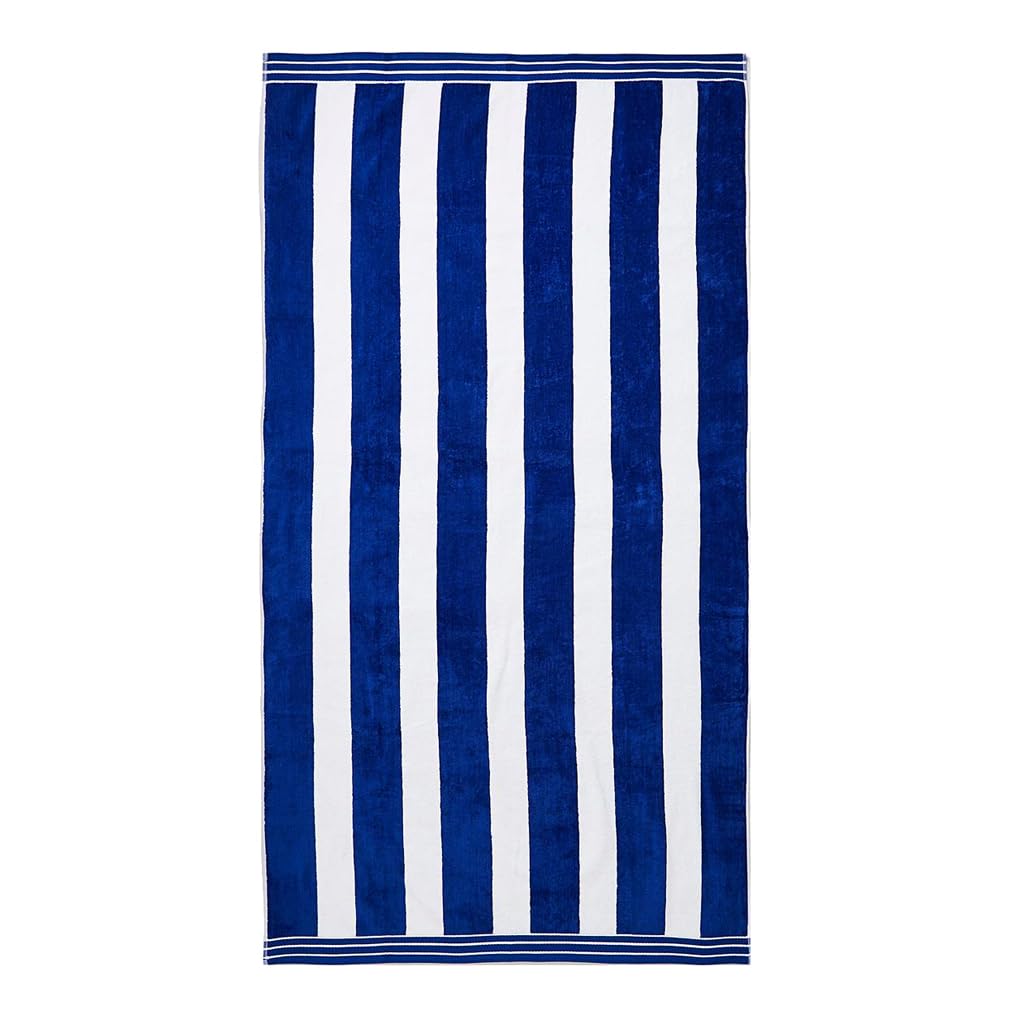 Allure Beach Fashions Jumbo Cabana Stripe Beach Towel - Blue - 100 x 180cm - 100% Cotton