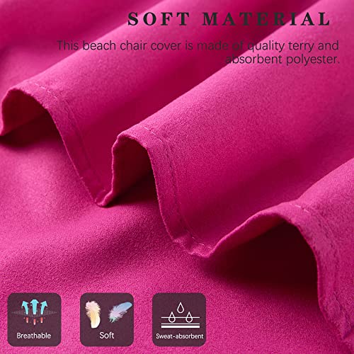 Morbuy Schonbezug für Gartenliege - Frottee Liegenauflage Garten Mikrofaser Sonnenliege Handtuch mit 3 Taschen, Einfarbig Handtücher für Schwimmbäder, Strände, Gartenhotels (75x215cm, Rosa)