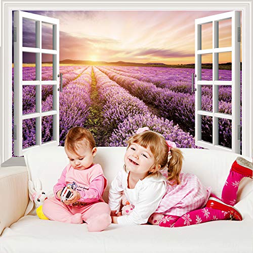 Autocollant mural lavande 3D en vinyle pour decoration salon