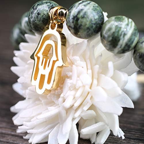 COAI Hamsa Hand Charm Black Tourmaline Beaded Bracelet