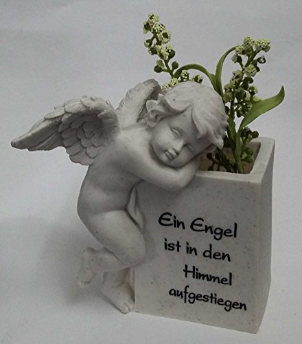 Preisvergleich Produktbild Engel neben Grabstein Grabschmuck mit Spruch Grabengel Trauerschmuck Trauerengel Grabfigur Trauerfigur Gedenkstein