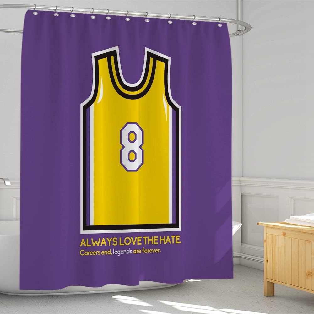 #8 Basketball Heroes Clothes to Memorize Our Idol's Legends Shower Curtain Purple 72x66 inch with 12 Hooks The Legend Jerseys Gift for Basketball Sports Fans Men Boys Teens