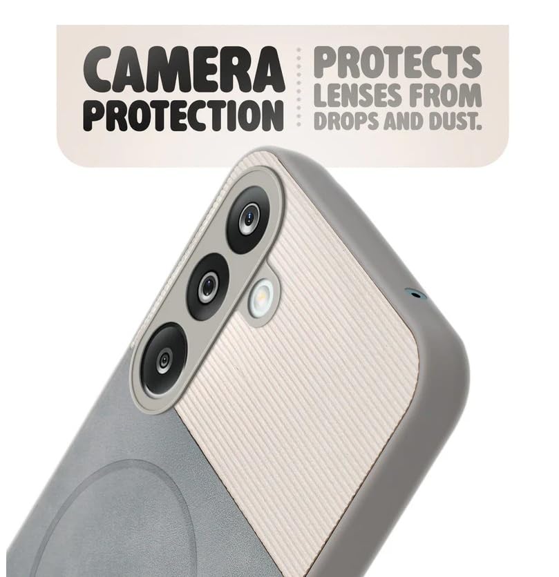 Image of Bintage CASE Mac Safe Design Hard Light Weight Back Case | Soft Border Camera Protect | Dual PU Leather Finish Back Cover Compatible for Samsung Galaxy A15 5G - White & Grey