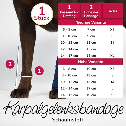 HERZENSTIER Karpalgelenkbandage Schaumstoff hoch Gr. L für Hunde & Katzen mit Schienen zur Stabilisierung bei Durchtrittigkeit & Hilfe bei akuten Verletzungen am Karpalgelenk