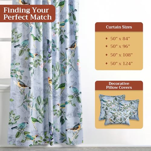 Image of Maison d' Hermine Curtains for Living Room 100% Cotton 84 inch Length One Panel Light Filtering Curtains for Bedroom Windows with Rod and Loop Pockets Drapes (Solstice Fair Blue, 50 inch W x 84 inch L)