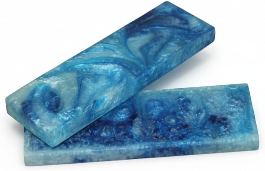 Mixed Colorful Resin Knife Handle Scales 2pcs Epoxy Resin Knife Handle Blanks for DIY Knife Making, Custom Craft Handles, Durable Decorative Grip Material (SKY-BLUE)