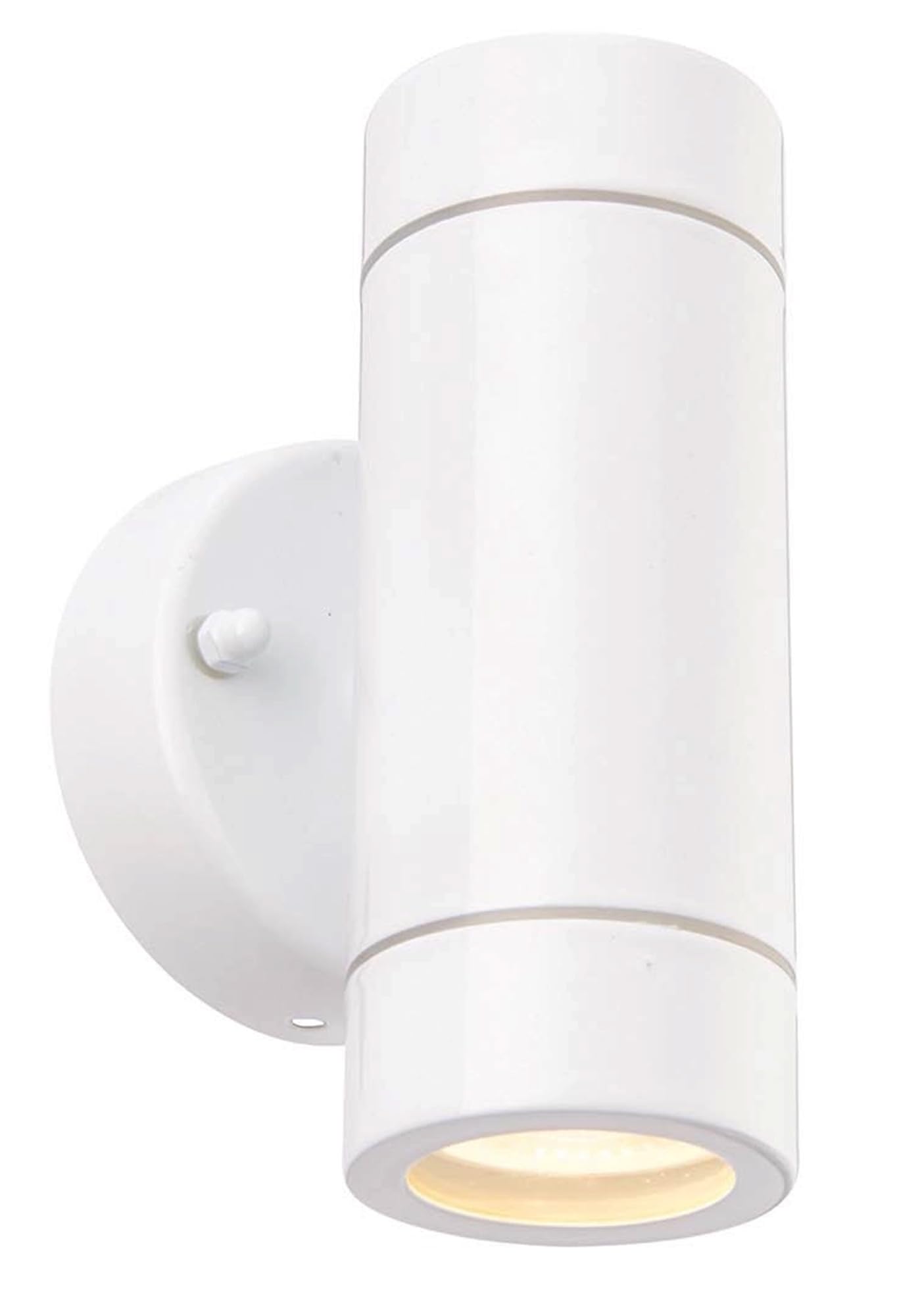 National Lighting Palin Gloss White Steel External Up/Down Outdoor Security GU10 Wall Light IP44 Rated
