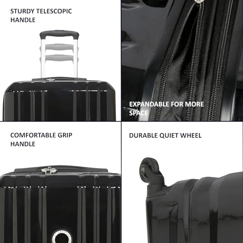 Image of DELSEY PARIS Devan SE 78 CM Large Check-in Polycarbonate and Expandable 4 Wheels Black Hard-Sided Trolley Bag /Suitcase /Luggage
