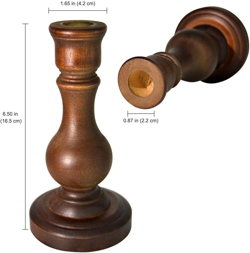 Wooden Taper Candle Holder Holds Traditional Taper Candle/LED Candle Decorative Candlestick for Home Dinning Wedding Party
