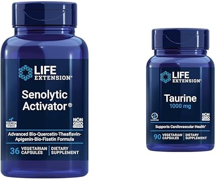 Life Extension Senolytic Activator with Quercetin, Fisetin, Taurine for Immune Support, Anti-Aging & Longevity - 36 & 90 Vegetarian Capsules