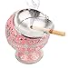 LAUYOO Windproof Ashtray with Lid for Cigarettes Metal Portable Cigar Ashtray Odor Eliminator for Indoor outdoor Hand Stamped Rose Pattern with Sparkle Fancy Gift for Men Women-Pink&silver