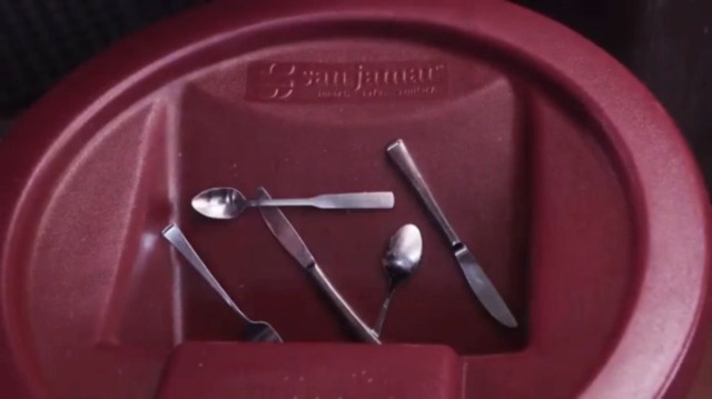 Image of San Jamar KA1951 Katchall Rugged Flatware Retriever Depth, Red, for Slim Jim Trash Container