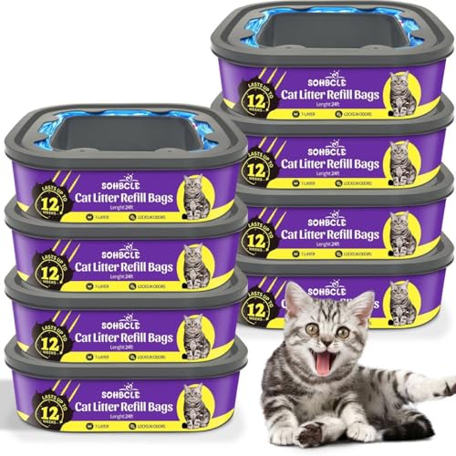 Cat Litter Refill Bags|8-Pack Cartridges Compatible with Genie Cat Litter Refills Standard,Plus and Style Pail | Superior Odor Control (NOT Compatible with XL)