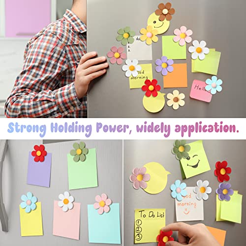 Image of 30 Pcs Cute Flower Fridge Magnets 3D Magnetic Refrigerator Locker Decoration Colorful Decorative Funny Flower Magnets for Classroom Office Kitchen Locker Whiteboard Cabinet, 10 Colors