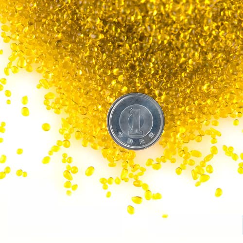 Charmoon アクアリウム 水槽 飾り石 1-3mm 500g カラフル 彩り ガラス クリスタル 底砂 砂利 DIY 園芸 (イエロー)