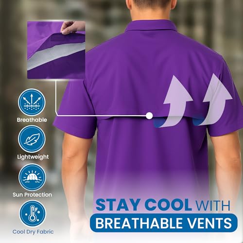 Men's Short Sleeve Fishing Button Down Shirt, Breathable Outdoors Casual Lightweight Shirt2