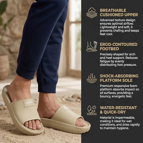 Image of Impakto By Ajanta Sliders for Men || Waterproof & Everyday Flip Flops for Gents || Slippers with Cushion Foot Bed || Anti-Slip Sole || Sweat Free || Super Flexible