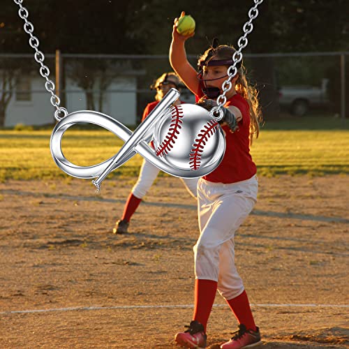 Rmrewy Baseball Necklace 925 Sterling Silver Infinity Pendant Baseball Bat Sports Charm Baseball Jewelry Gift For Women Baseball Lovers #TOP5