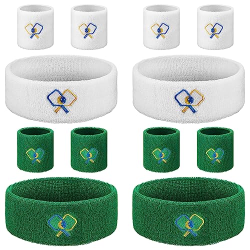 Suhine 4 Pcs Sports Headband 8 Pcs Moisture Wicking Wristband Breathable Sweat Absorption Sweatband...