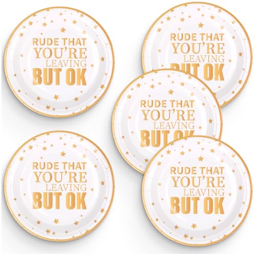 Pandecor 20 Pieces 7 inches Disposable Paper Plates and Napkins Set Rude That You are Leaving But OK Plates and Napkins for Going Away Job Change Office Retirement Farewell Party Decorations - Image 5