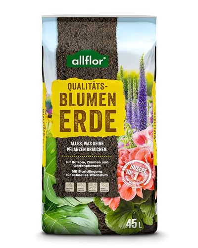 Allflor Blumenerde 1 x 45 L I gebrauchsfertige Universalerde I hochwertige Erde im 45 Liter Beutel I Für alle Balkon- und Zimmerpflanzen geeignet I Enthält alle wichtigen Pflanzennährstoffe