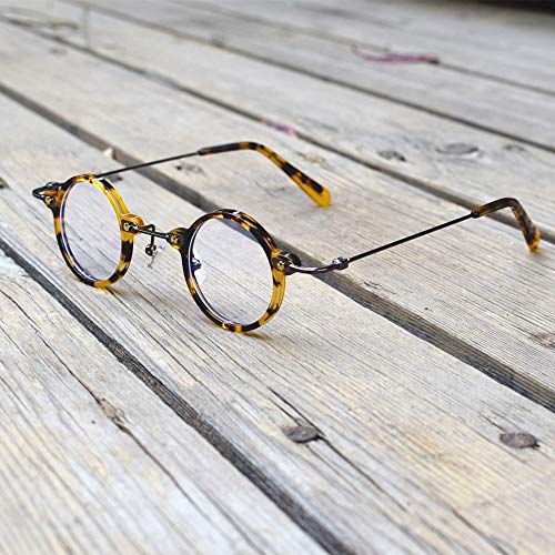 Image of Blue Light Blocking Glasses Computer Game Vintage Small Round Acetate Eyeglasses Frames