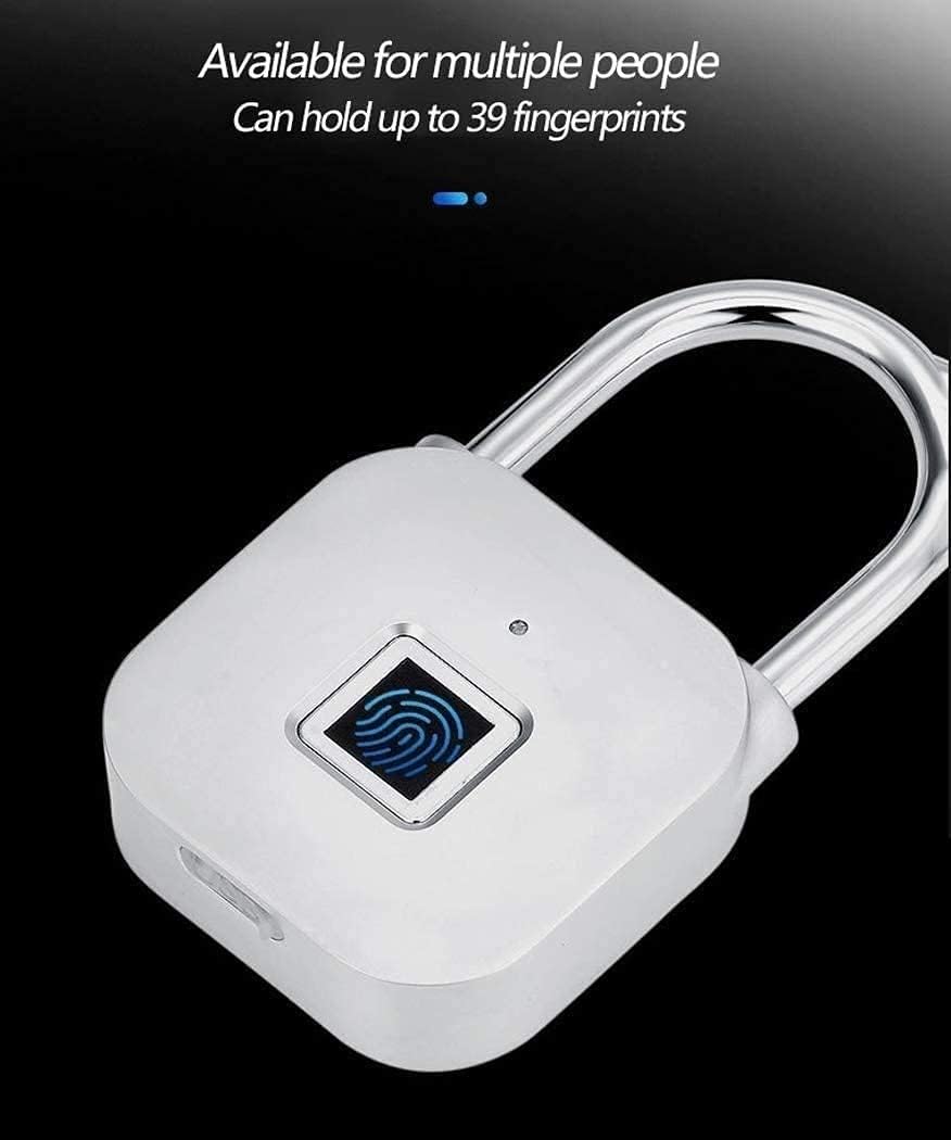 Padlock Fingerprint Padlock Fingerprint Smart Lock IP65 Waterproof Keyless Anti-Theft USB Rechargeable Security Digital Lock for Locker Gym Door Luggage Suitcase Handbags Wardrobes