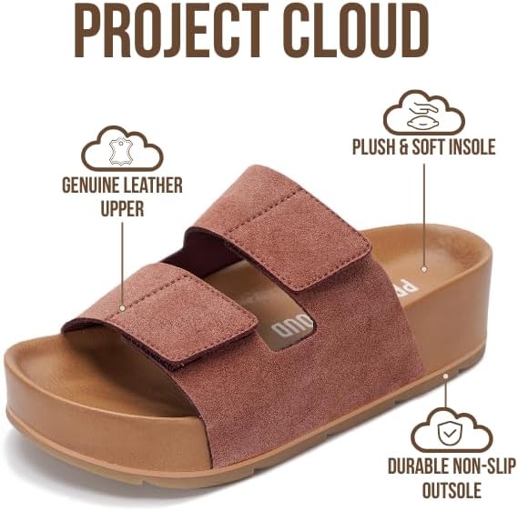 Project Cloud 100% Genuine Leather Platform Sandals Women Footwear-Beach Essentials Summer Wedges with Plush and Soft Insole-Non Slip & Lightweight Wedge Sandals For Women 2026 - Image 2