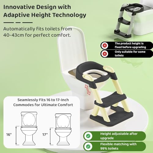 Image of StarAndDaisy Potty Seat for Kids 1-3 Years | Toilet Seat for Kids with Adjustable Height & Removable Soft Cushion, Fits All Western Toilets seat (Black-Yellow)