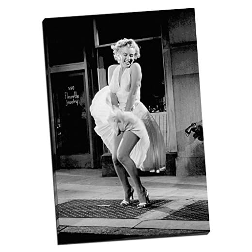 Impresión sobre lienzo de Marilyn Monroe en el metro, con falda blanca, tamaño grande (76,2 x 50,8 cm)