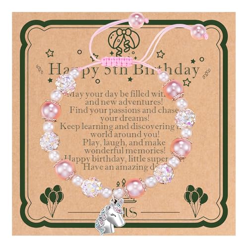 POTUS Unicorn Natural Stone Charm Bracelet for Birthday Gift 5th Birthday Present