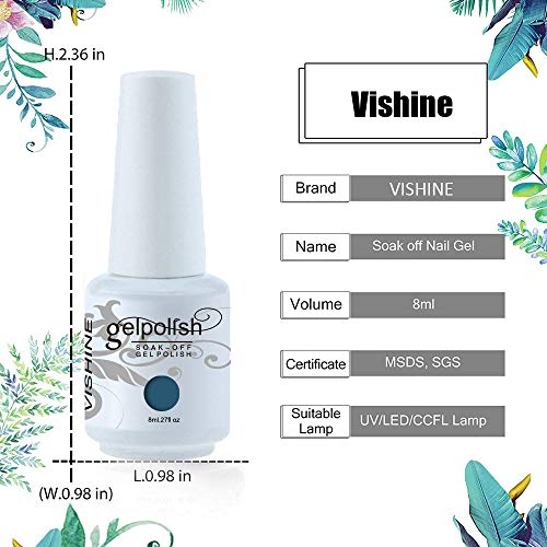 Vishine 6 Stück Gel-Nagellack, semi-permanent, Grün, Kollektion Soak Off UV LED Gel, Nail Art, Set 8 ml – Bild 8